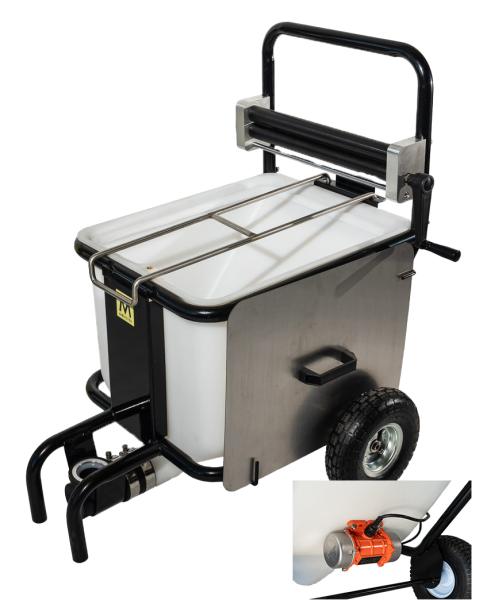 MONSTER Materialbehälter 60 l mit Sackpresse und Rüttler mit Impulssteuerung